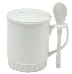 11oz White Mug with Lid and Spoon