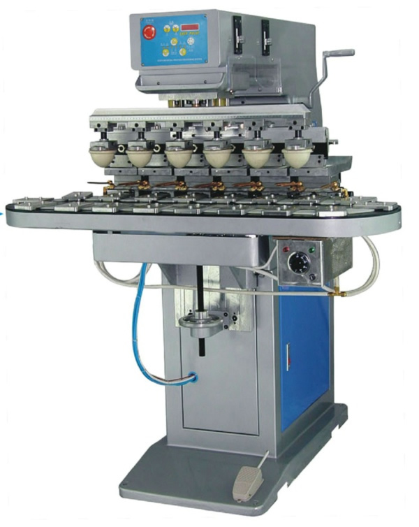 Six Color Ink Cup Pad Printing Machine with Conveyor