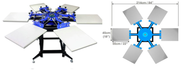 Manual Rotating Screen Printer with 6 Colors 6 Station