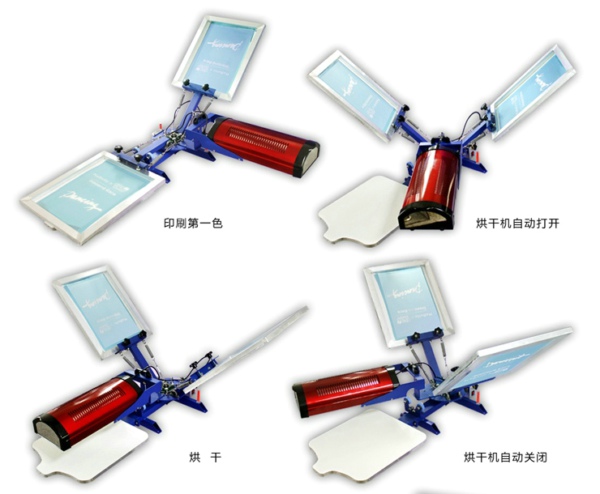 2 Color 1 Station Screen Press With Flash Dryer