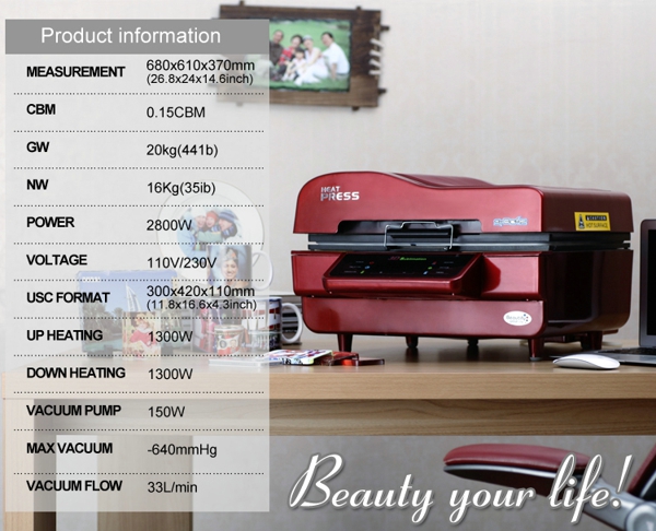 3D Sublimation Vacuum Heat Press Machine