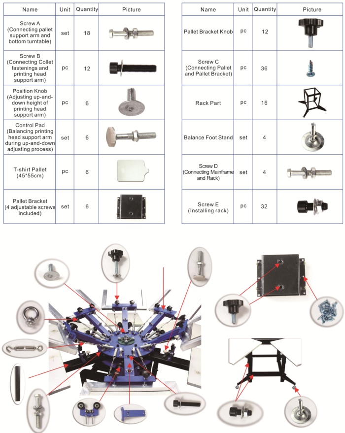 6 Color 6 Station Screen Printing Press  Instruction Manual 