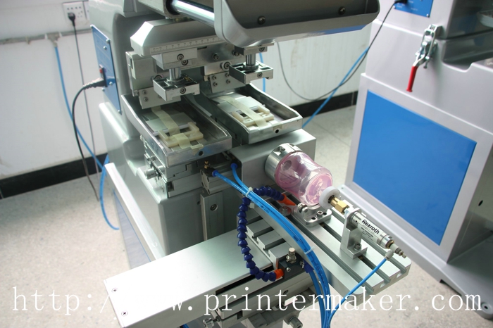 Two Colors Pad Printing Machine with Rotate Inflation Fixture for Plastic Bottles