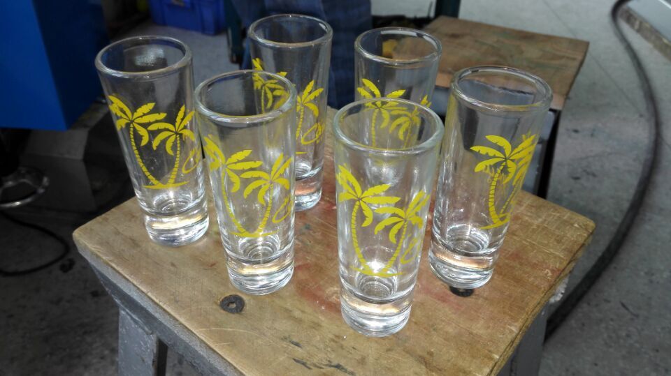 Screen printing plus with hot stamping on glass tumblers