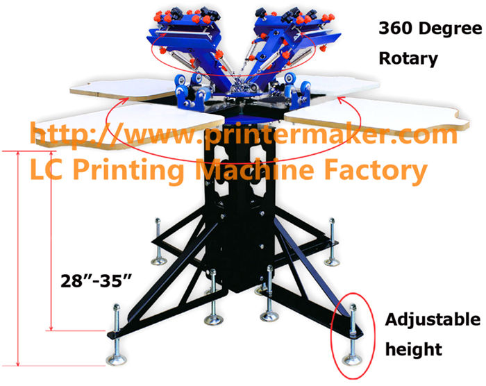 New 4 Color 4 Station Screen Press Printer